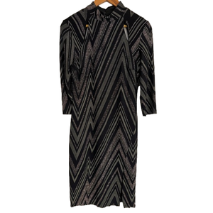 Enfocus Studio Women’s Black, Silver, and Lilac Shimmering Dress Size 6